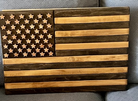 (P04) Rustic Handmade American Flag Wall Art