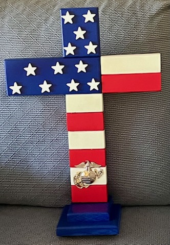 (P06) Patriotic Cross with Marine Corps Emblem
