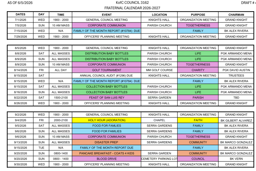 Council Calendar